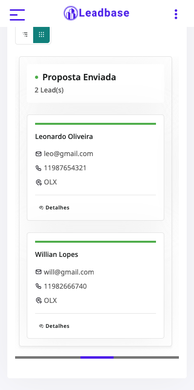 Tela do Leadbase